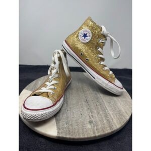 Converse Youth Chuck Taylor All Star Sparkle Gold Hi Top Sneaker Size 4
